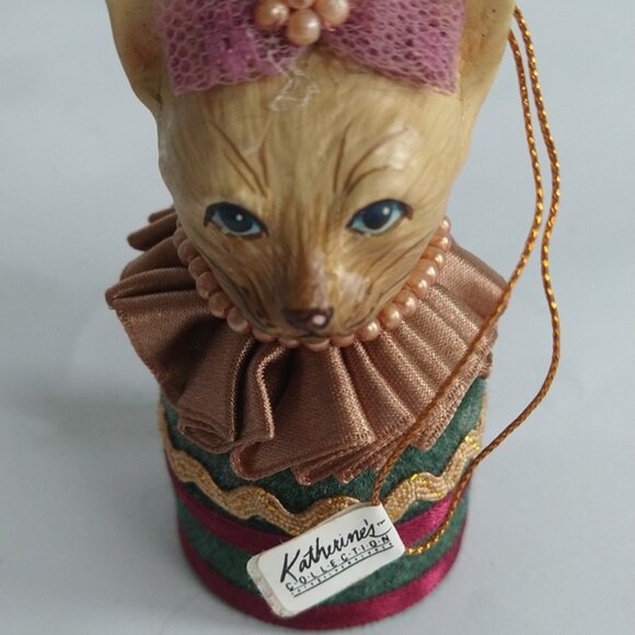 Cat Christmas Ornament Candy Box Katherine's Collection Tan Calico - Picture 4 of 4